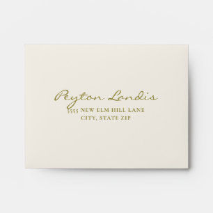 Romantic Pink Floral Sage Green Cream Wedding RSVP Envelope