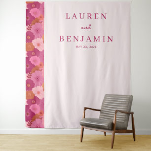 Romantic Pink Floral Tapestry