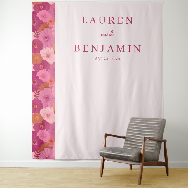Romantic Pink Floral Tapestry (In Situ)