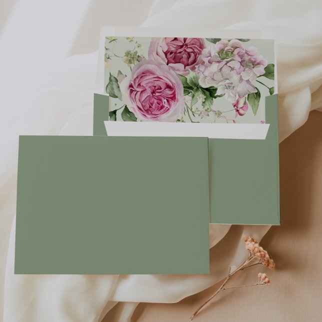 Romantic Pink Floral Wedding Envelope (Romantic Pink Floral Wedding Envelope)