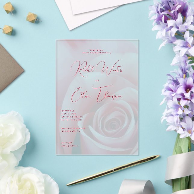 Romantic Pink Floral Wedding Invitation (Insitu (Wedding))