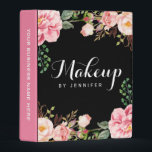 Romantic Pink Floral Wedding Makeup Beauty Salon Mini Binder<br><div class="desc">================= ABOUT THIS DESIGN ================= Wedding Makeup Beauty Salon Romantic Floral Mini Binder. (1) You are able to CHANGE the Background to Any Colour you like by clicking the "Customize it" button and setting the background colour. (2) All text style, colours, sizes can also be modified to fit your needs....</div>