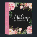 Romantic Pink Floral Wedding Makeup Beauty Salon Mini Binder<br><div class="desc">================= ABOUT THIS DESIGN ================= Wedding Makeup Beauty Salon Romantic Floral Mini Binder. (1) You are able to CHANGE the Background to Any Colour you like by clicking the "Customize it" button and setting the background colour. (2) All text style, colours, sizes can also be modified to fit your needs....</div>
