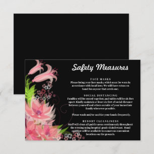 Romantic Pink Floral Wedding Safety Measures Enclosure Card