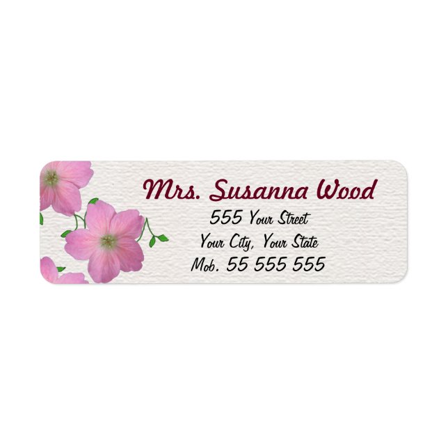 Romantic Pink Flower Purple Name White Structure (Front)