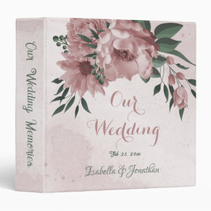 romantic pink flowers & green leaves photo album binder