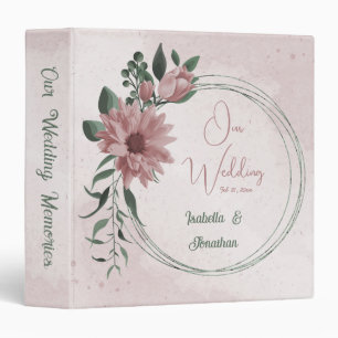 romantic pink flowers & green leaves photo album binder