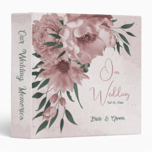 romantic pink flowers & green leaves photo album binder