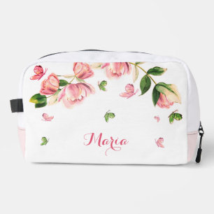 Romantic pink flowers greenery Accessory Pouch