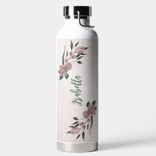 romantic pink flowers greenery water bottle