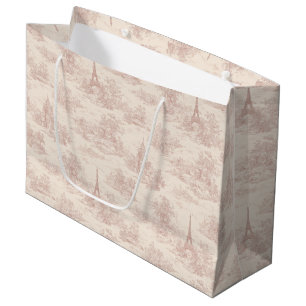Romantic Pink French Toile Countryside Pattern (1) Large Gift Bag