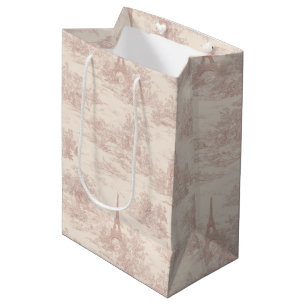 Romantic Pink French Toile Countryside Pattern (1) Medium Gift Bag