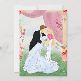 Romantic Pink Garden Bride and Groom Save the Date