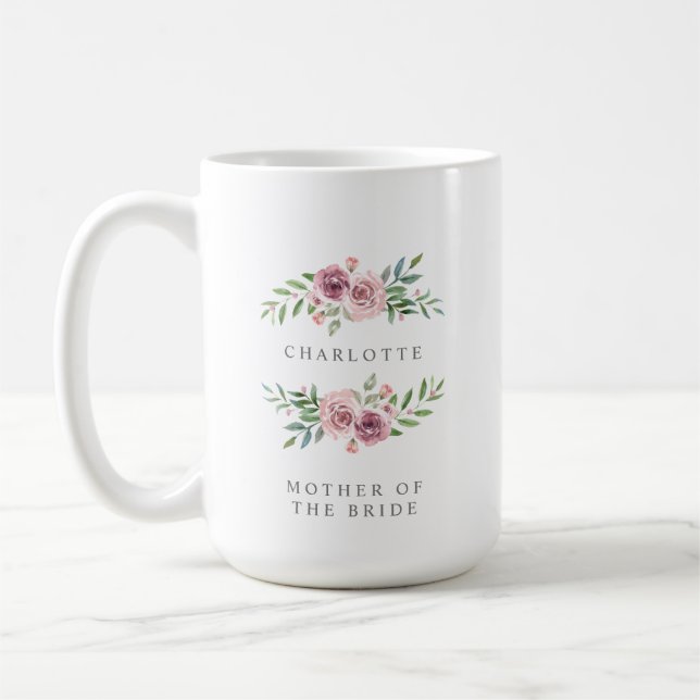 Romantic Pink Garland for Mother of Bride or Groom Coffee Mug (Left)