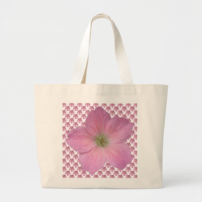 Romantic Pink Geranium Flower Large Tote Bag (Front)
