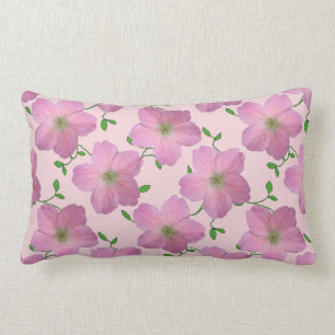 Romantic Pink Geranium Flower on any Colour Lumbar Pillow