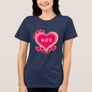 Romantic Pink Heart Valentine's Day Tri-Blend Shirt