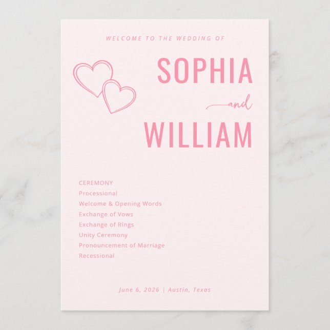 Romantic Pink Heart Wedding Invitations (Devant)