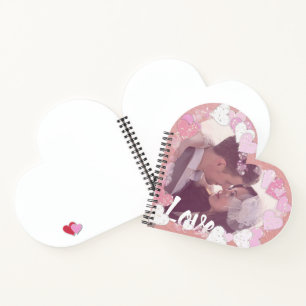 Romantic Pink Hearts Love Custom Photo Notebook