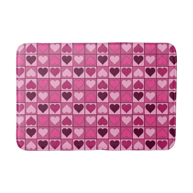 Romantic Pink Hearts Up and Down Bath Mat (Front)
