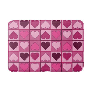 Romantic Pink Hearts Up and Down Bath Mat