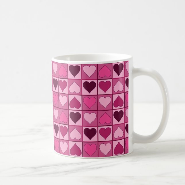 Romantic Pink Hearts Up and Down Coffee Mug (Right)