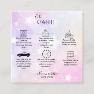 Romantic pink light effect glitter  Cake Care  Square Business Card