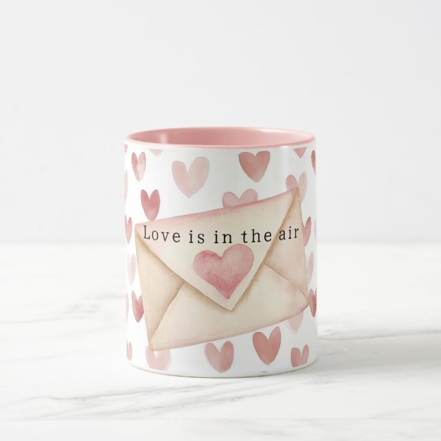 Romantic Pink Love Hearts Valentine's Day Mug (Center)