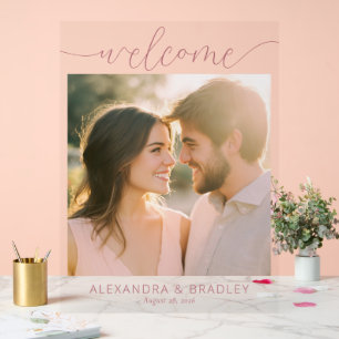 Romantic Pink Minimalist Photo Acrylic Sign