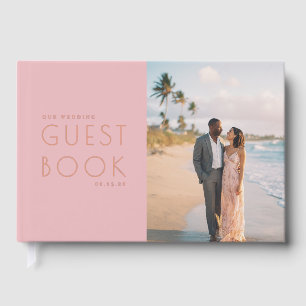 Romantic Pink Minimalist Photo Guest Book
