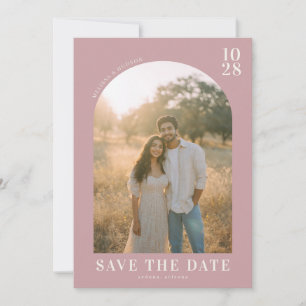 Romantic Pink Minimalist Photo Save The Date