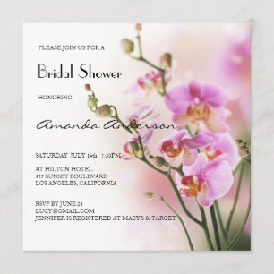 Romantic Pink Orchids Bridal Shower Invitation