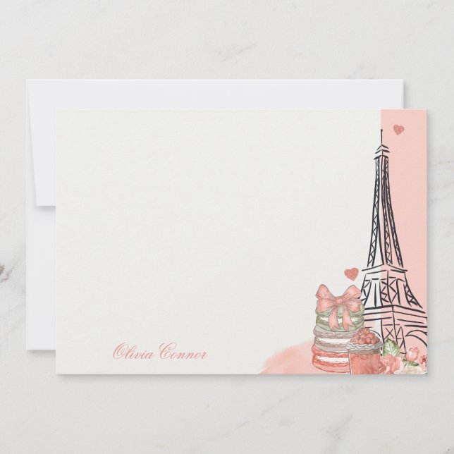 Romantic Pink Paris Theme Personalized Card (Front)