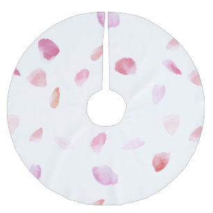 Romantic Pink Peach Rose Petals Brushed Polyester Tree Skirt
