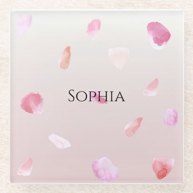 Romantic Pink Peach Rose Petals   Glass Coaster (Front)