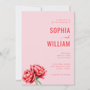 Romantic Pink Peony Wedding Invitation