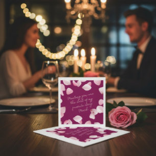 Romantic Pink Petals Love Note Napkin