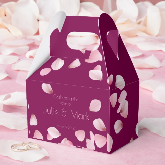 Romantic Pink Petals Wedding Gable Favor Box (Wedding)