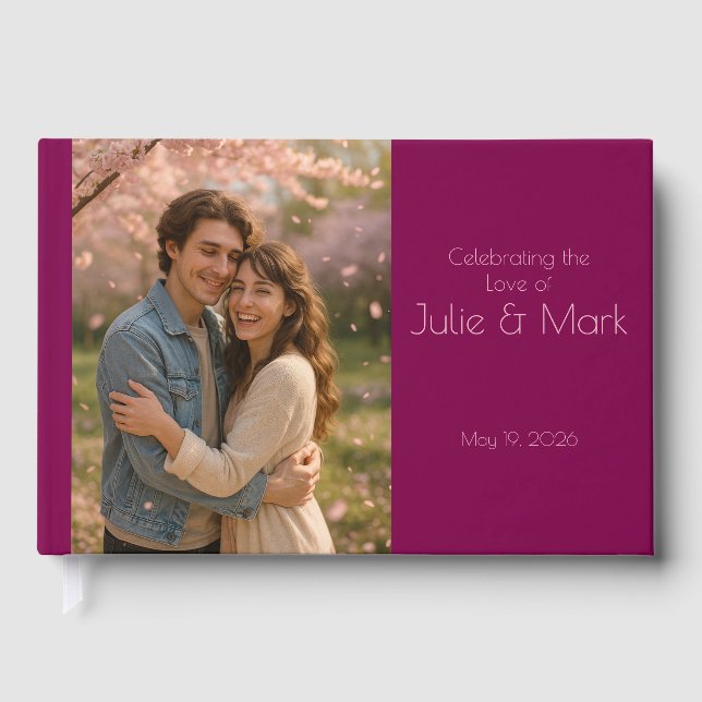 Romantic Pink Petals Wedding Guest Book (Front)