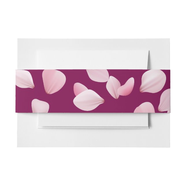 Romantic Pink Petals Wedding  Invitation Belly Band (Front Example)