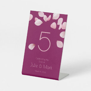 Romantic Pink Petals Wedding  Pedestal Sign