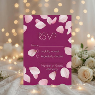 Romantic Pink Petals Wedding RSVP Card
