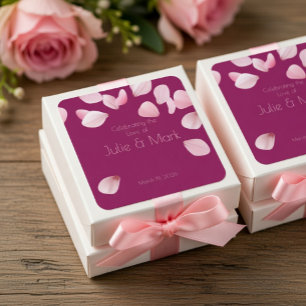 Romantic Pink Petals Wedding  Square Sticker