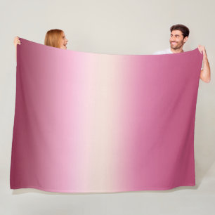 Romantic Pink & Pretty Ivory Cream Gradient Ombre Fleece Blanket