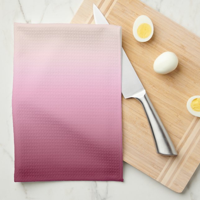 Romantic Pink & Pretty Ivory Cream Gradient Ombre  Kitchen Towel (Quarter Fold)