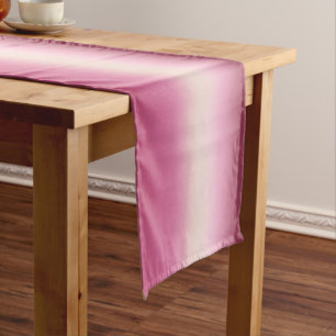 Romantic Pink & Pretty Ivory Cream Gradient Ombre Short Table Runner