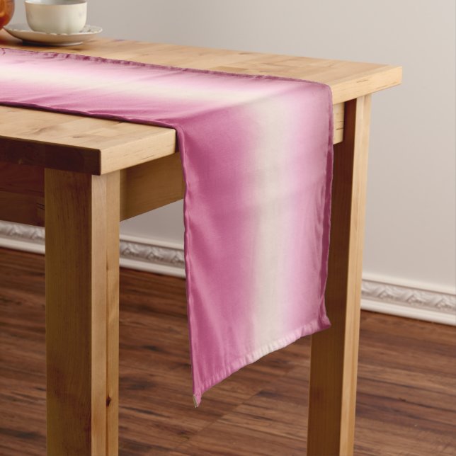 Romantic Pink & Pretty Ivory Cream Gradient Ombre  Short Table Runner (In Situ)
