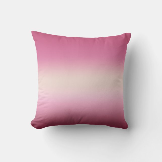 Romantic Pink & Pretty Ivory Cream Gradient Ombre  Throw Pillow (Front)