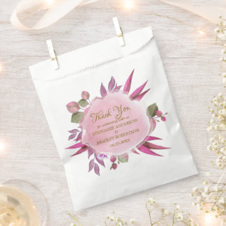 Romantic Pink Purple Floral Wedding Thank You Favour Bag