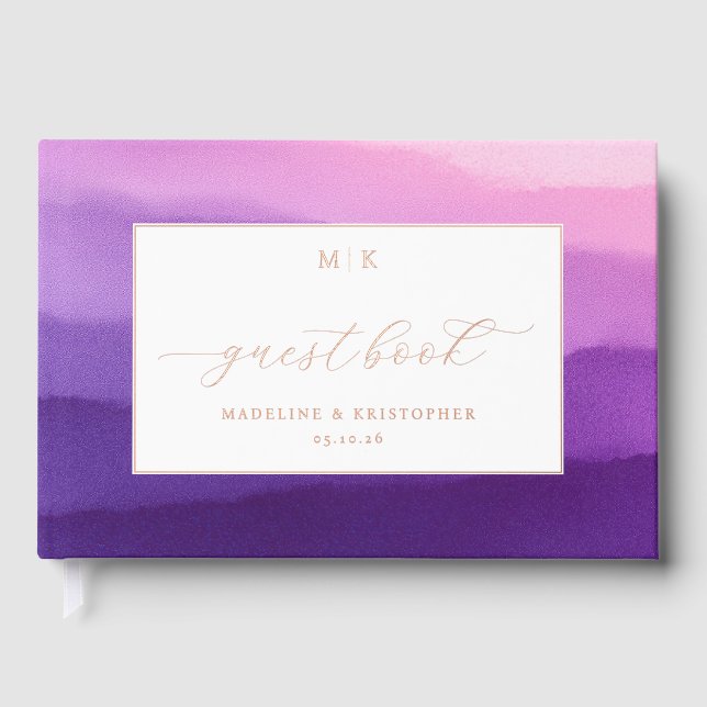Romantic Pink Purple Gradient Guestbook Cover (Front)